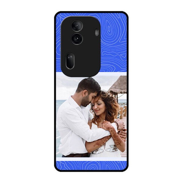 Oppo Reno 11 Pro 5G Custom Glass Phone Case - Curved Line Art With Blue And White Design Oppo Reno 11 Pro 5G Custom Glass Phone Case - Curved Line Art With Blue And White Design