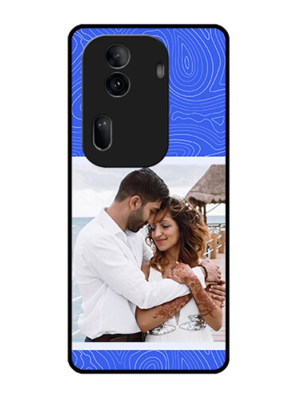 Custom Oppo Reno 11 Pro 5G Custom Glass Phone Case - Curved Line Art With Blue And White Design