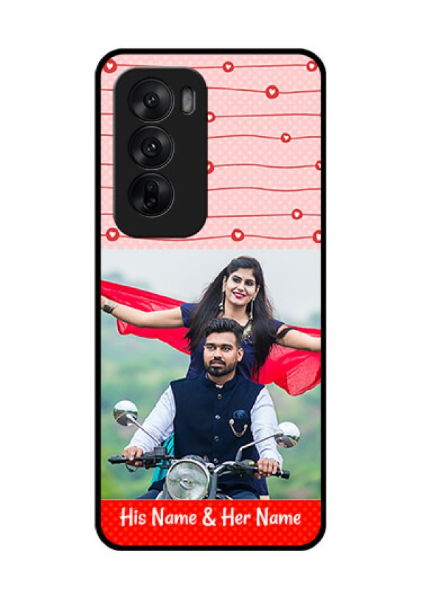 Oppo Reno 12 5G Custom Glass Phone CaseRed Pattern Case Design