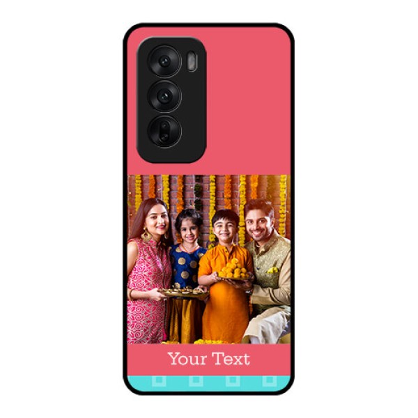 Oppo Reno 12 5G Custom Glass Phone CasePeach and Blue Color Design