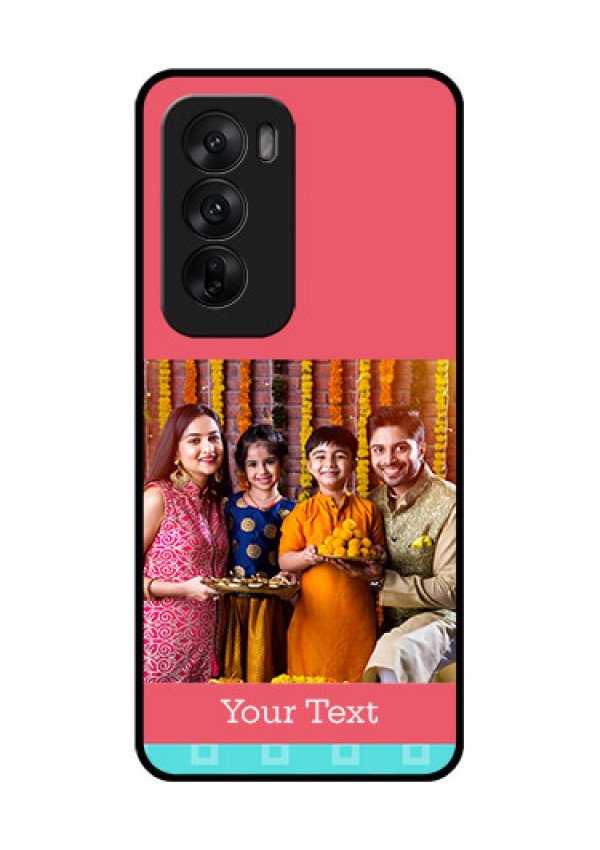 Oppo Reno 12 5G Custom Glass Phone CasePeach and Blue Color Design