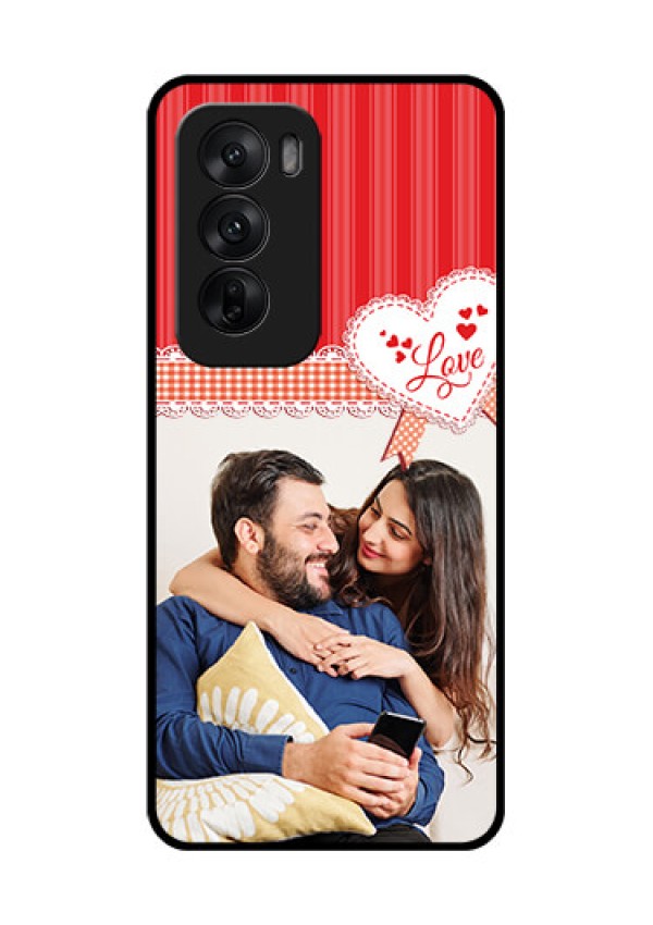Oppo Reno 12 5G Custom Glass Phone CaseRed Love Pattern Design