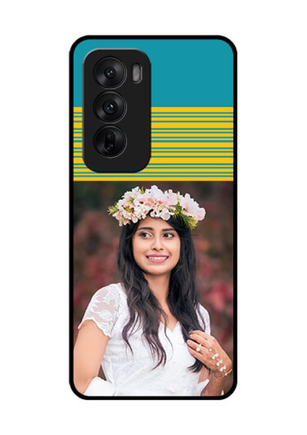 Oppo Reno 12 5G Custom Glass Phone CaseYellow and Blue Design