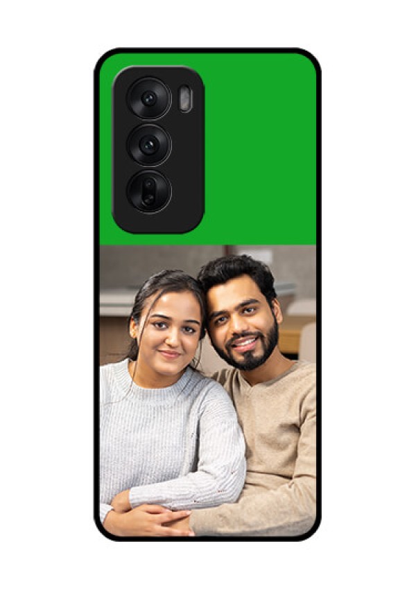 Oppo Reno 12 5G Custom Glass Phone CaseGreen Pattern Design