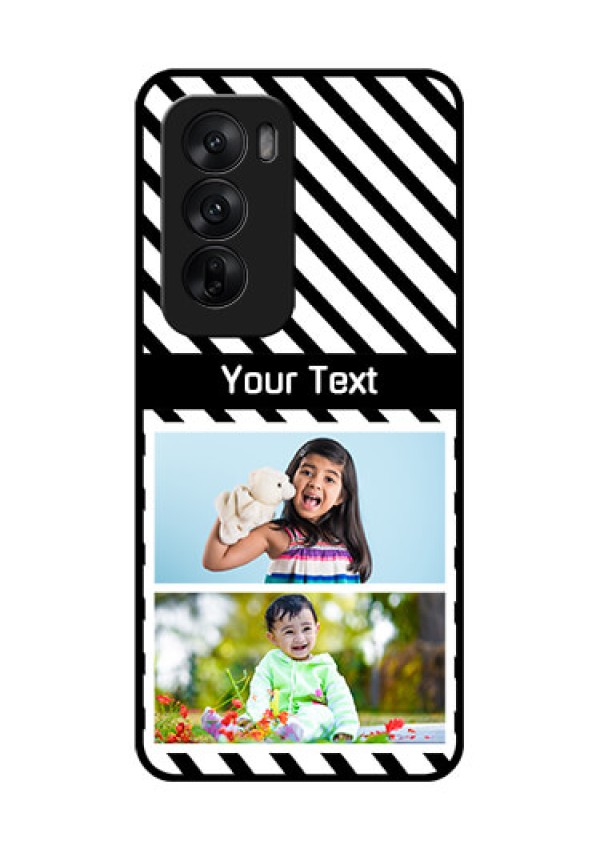 Oppo Reno 12 5G Custom Glass Phone CaseBlack And White Stripes Design