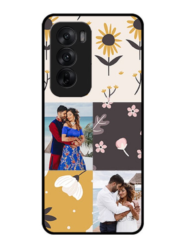 Custom Oppo Reno 12 5G Custom Glass Phone Case3 Images With Floral Design