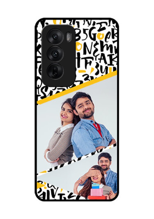 Oppo Reno 12 5G Custom Glass Phone CaseLetters Pattern Design