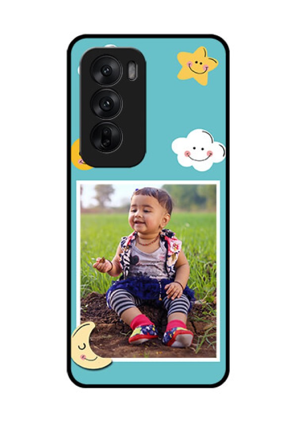 Oppo Reno 12 5G Custom Glass Phone CaseSmiley Kids Stars Design