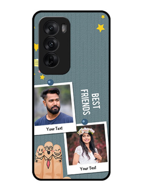 Custom Oppo Reno 12 5G Custom Glass Phone CaseSticky Frames And Friendship Design