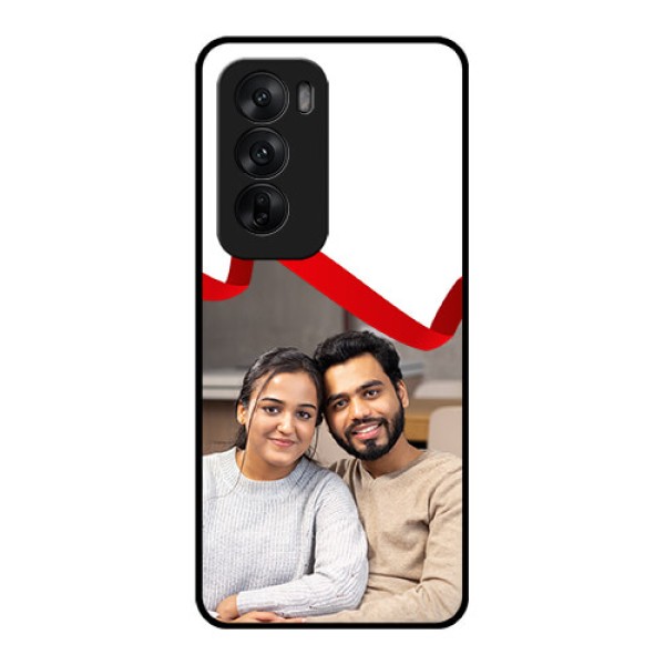 Oppo Reno 12 5G Custom Glass Phone CaseRed Ribbon Frame Design