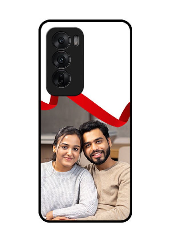 Oppo Reno 12 5G Custom Glass Phone CaseRed Ribbon Frame Design