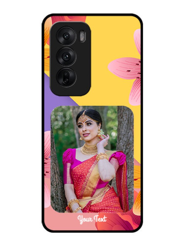 Custom Oppo Reno 12 5G Custom Glass Phone Case3 Image With Vintage Floral Design