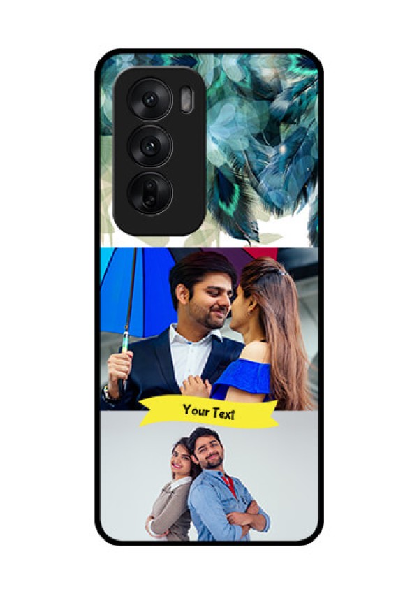 Oppo Reno 12 5G Custom Glass Phone CaseImage With Boho Peacock Feather Design