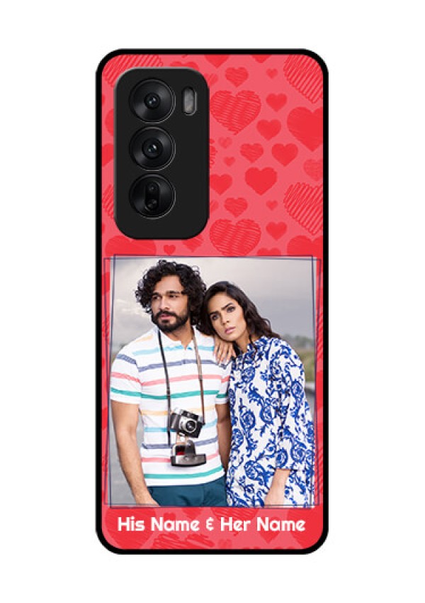 Oppo Reno 12 5G Custom Glass Phone CaseWith Red Heart Symbols Design