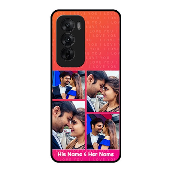 Oppo Reno 12 5G Custom Glass Phone CaseI Love You Pink Design