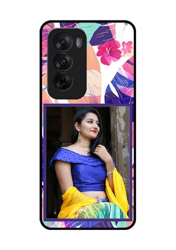Oppo Reno 12 5G Custom Glass Phone CaseAbstract Floral Design