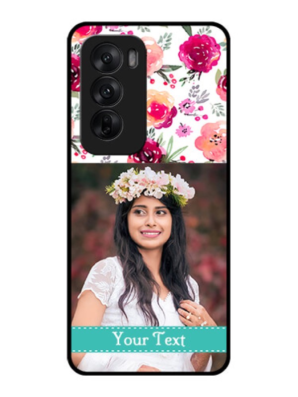 Custom Oppo Reno 12 5G Custom Glass Phone CaseWater Colors Floral Design