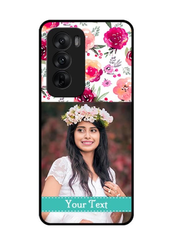 Oppo Reno 12 5G Custom Glass Phone CaseWater Colors Floral Design