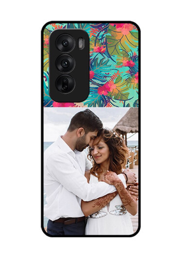 Oppo Reno 12 5G Custom Glass Phone CaseWatercolor Floral Design