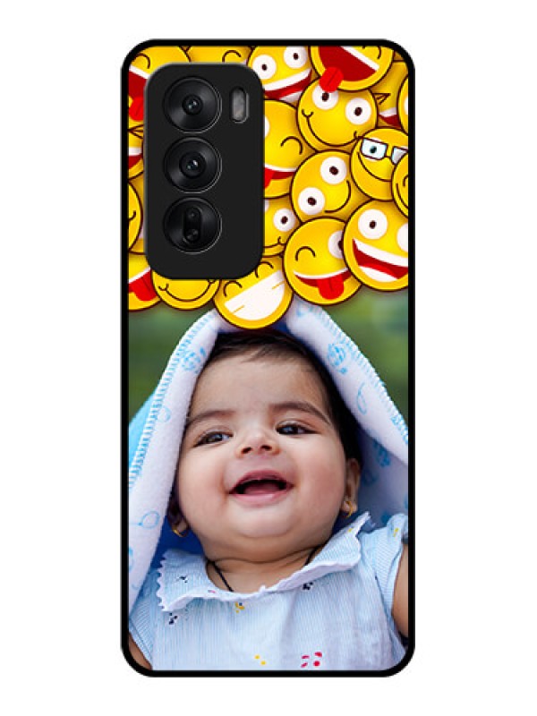 Custom Oppo Reno 12 5G Custom Glass Phone CaseWith Smiley Emoji Design