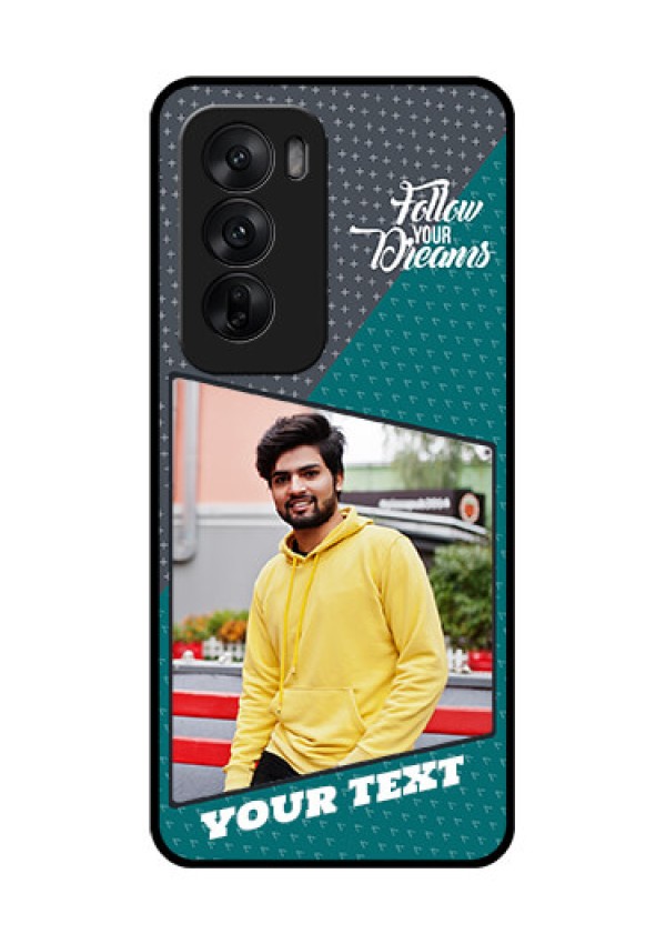 Oppo Reno 12 5G Custom Glass Phone CaseBackground Pattern Design With Quote