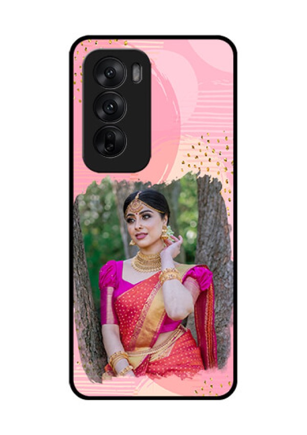 Oppo Reno 12 5G Custom Glass Phone CaseGold Glitter Splash Design
