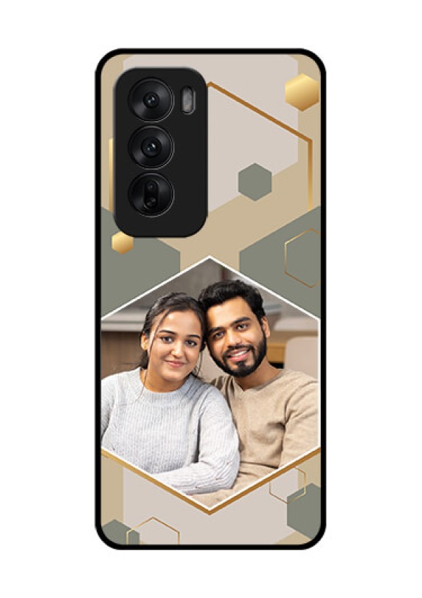 Oppo Reno 12 5G Custom Glass Phone CaseStylish Hexagon Pattern Design