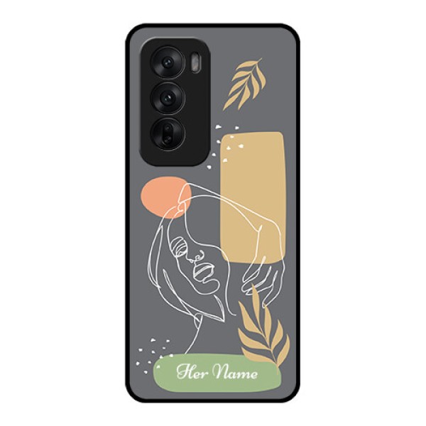 Oppo Reno 12 5G Custom Glass Phone CaseGazing Woman Line Art Design Oppo Reno 12 5G Custom Glass Phone CaseGazing Woman Line Art Design