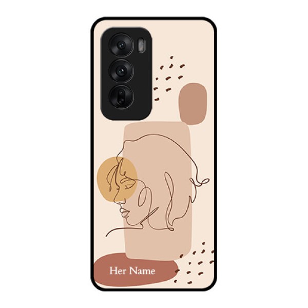 Oppo Reno 12 5G Custom Glass Phone CaseCalm Woman Line Art Design Oppo Reno 12 5G Custom Glass Phone CaseCalm Woman Line Art Design