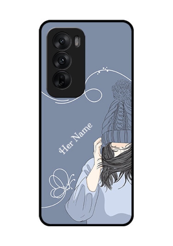 Oppo Reno 12 5G Custom Glass Phone CaseGirl In Winter Outfit Design