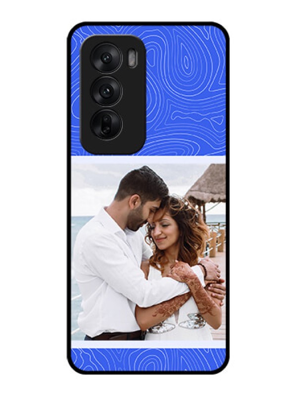 Custom Oppo Reno 12 5G Custom Glass Phone CaseCurved Line Art With Blue And White Design