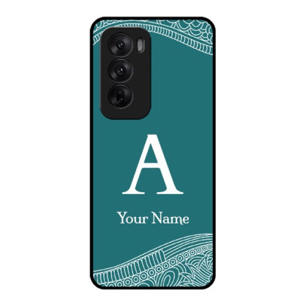 Oppo Reno 12 5G Custom Glass Phone CaseLine Art Pattern With Custom Name Design