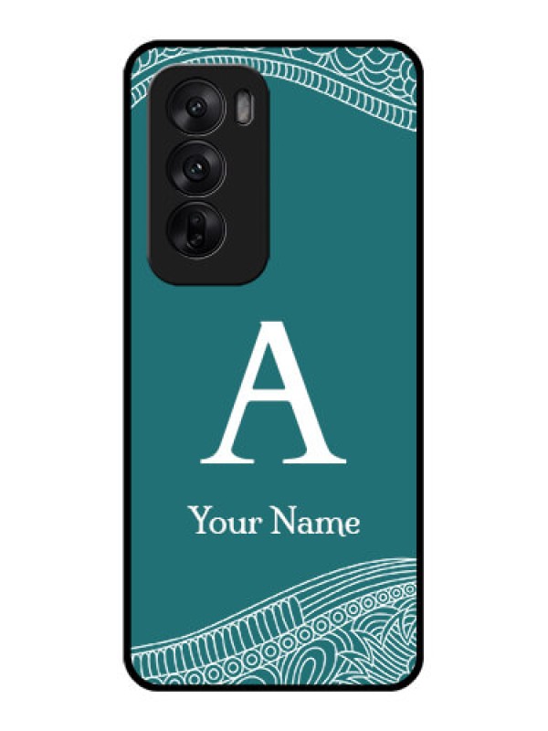 Custom Oppo Reno 12 5G Custom Glass Phone CaseLine Art Pattern With Custom Name Design