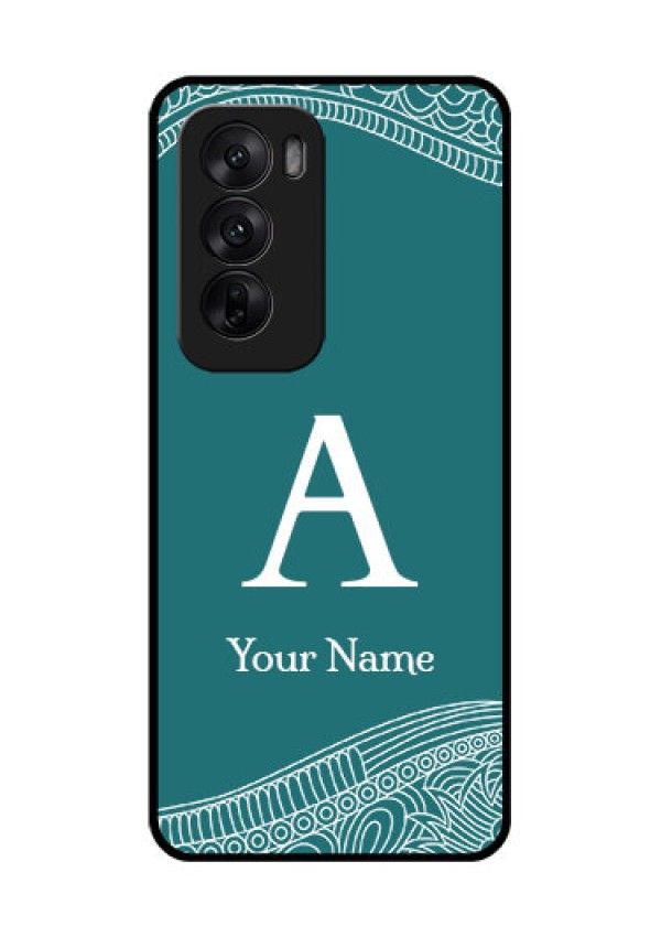 Oppo Reno 12 5G Custom Glass Phone CaseLine Art Pattern With Custom Name Design