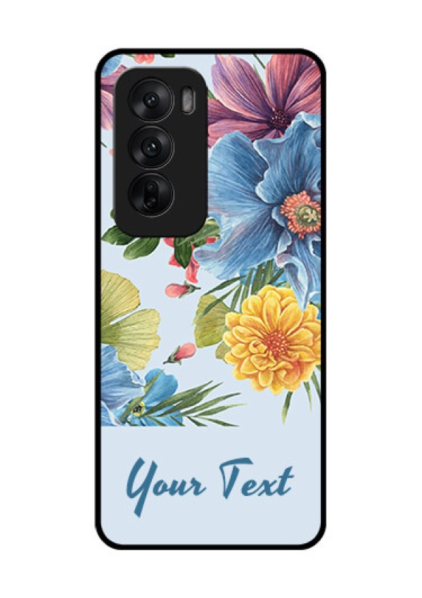 Oppo Reno 12 5G Custom Glass Phone CaseStunning Watercolored Flowers Painting Design