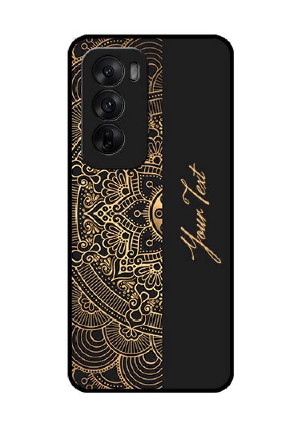 Oppo Reno 12 5G Custom Glass Phone CaseMandala Art With Custom Text Design