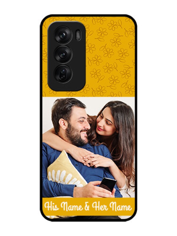 Custom Oppo Reno 12 Pro 5G Custom Glass Phone CaseYellow Floral Design