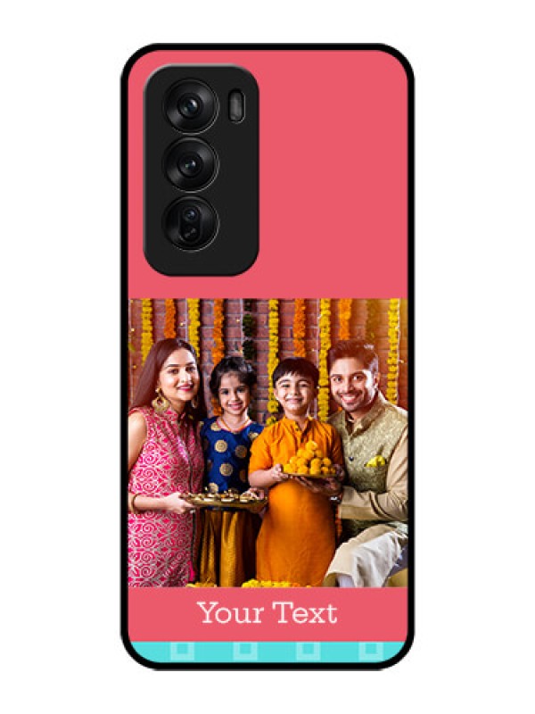 Custom Oppo Reno 12 Pro 5G Custom Glass Phone CasePeach and Blue Color Design