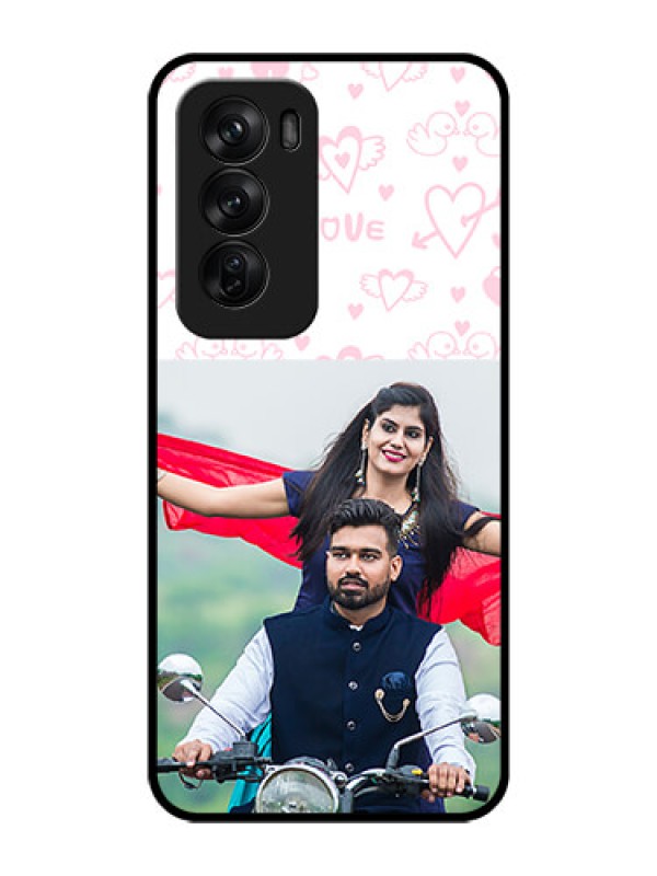 Custom Oppo Reno 12 Pro 5G Custom Glass Phone CasePink Flying Heart Design