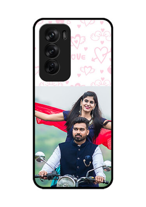 Oppo Reno 12 Pro 5G Custom Glass Phone CasePink Flying Heart Design