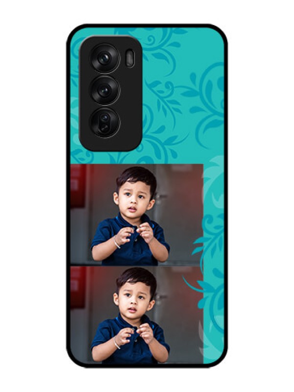 Custom Oppo Reno 12 Pro 5G Custom Glass Phone CaseWith Photo And Green Floral Design