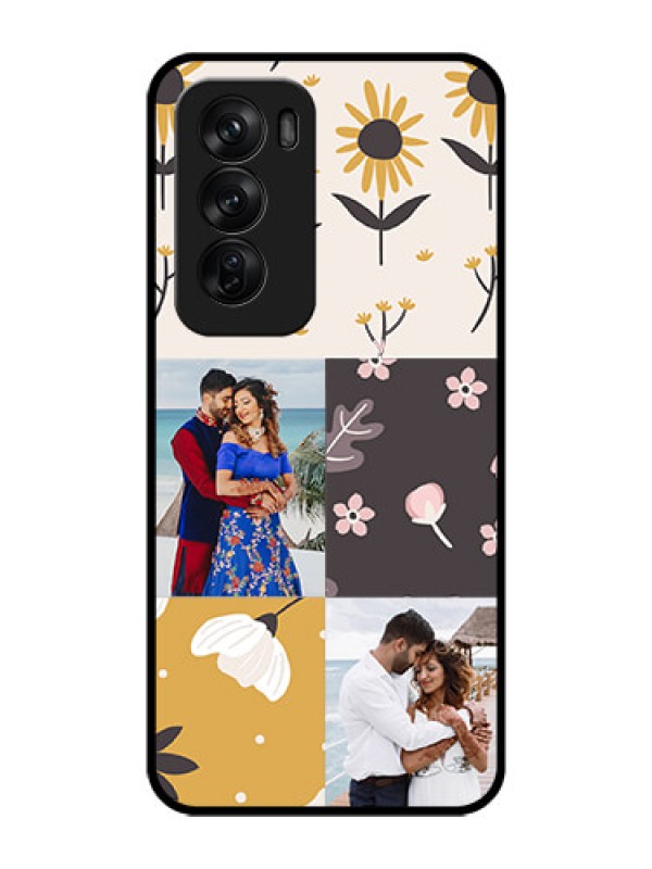 Custom Oppo Reno 12 Pro 5G Custom Glass Phone Case3 Images With Floral Design