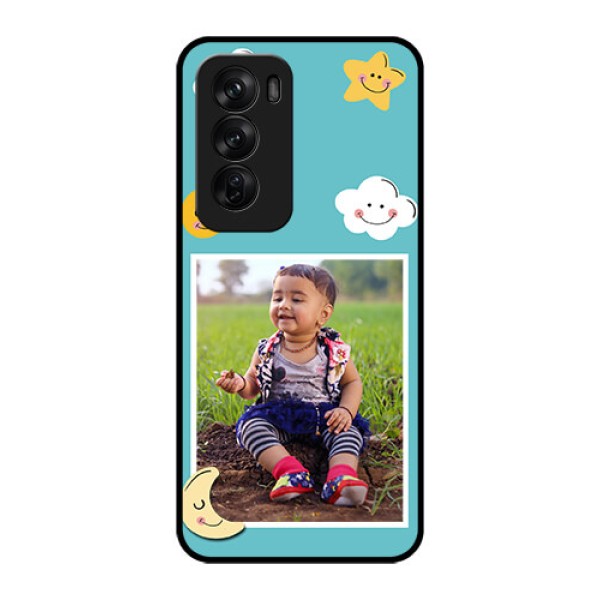 Oppo Reno 12 Pro 5G Custom Glass Phone CaseSmiley Kids Stars Design