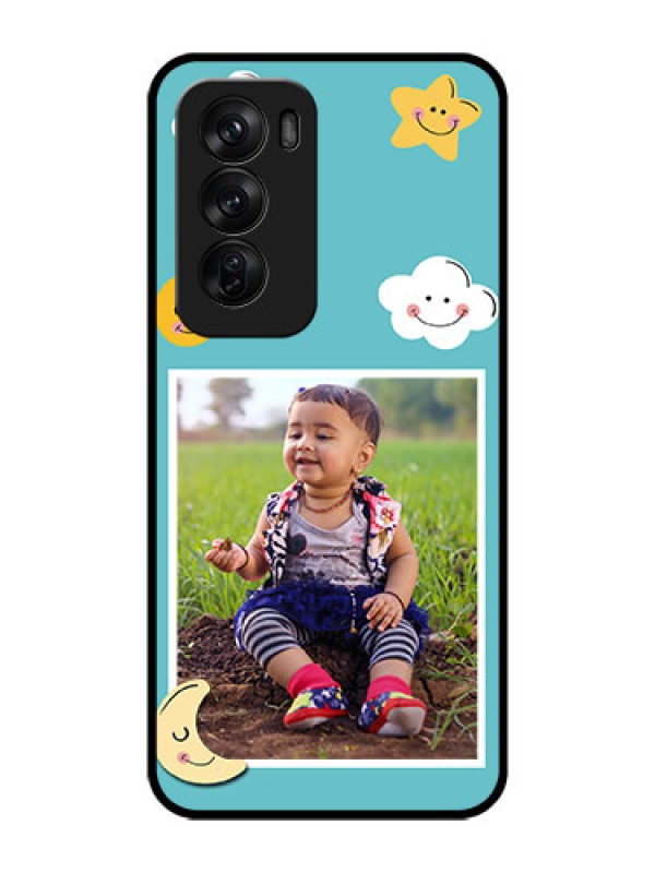 Custom Oppo Reno 12 Pro 5G Custom Glass Phone CaseSmiley Kids Stars Design