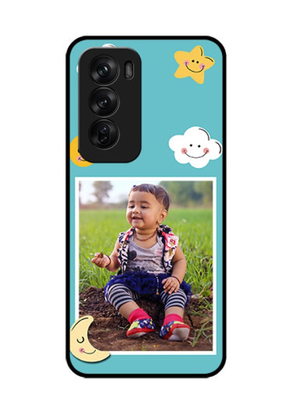 Oppo Reno 12 Pro 5G Custom Glass Phone CaseSmiley Kids Stars Design