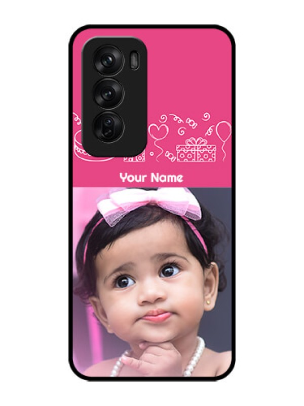 Custom Oppo Reno 12 Pro 5G Custom Glass Phone CaseWith Birthday Line Art Design