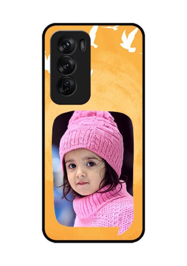 Oppo Reno 12 Pro 5G Custom Glass Phone CaseWater Color Design With Bird Icons