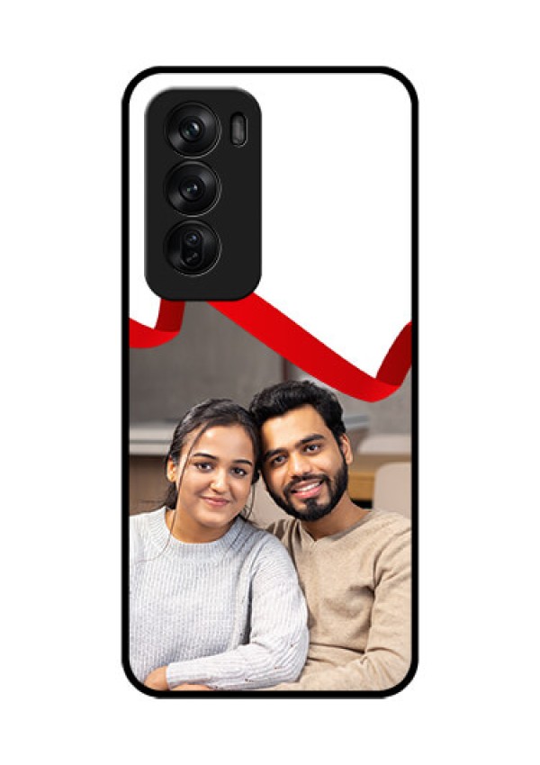 Oppo Reno 12 Pro 5G Custom Glass Phone CaseRed Ribbon Frame Design