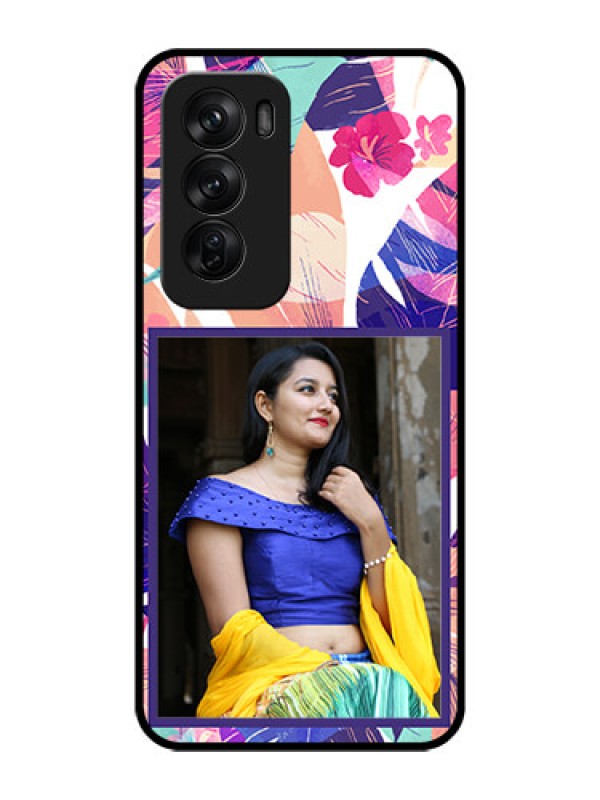 Custom Oppo Reno 12 Pro 5G Custom Glass Phone CaseAbstract Floral Design