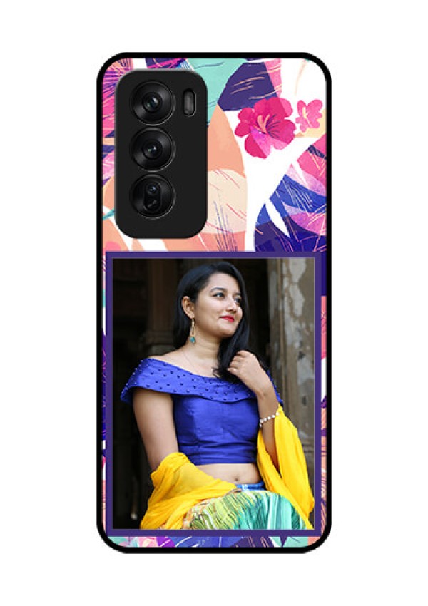 Oppo Reno 12 Pro 5G Custom Glass Phone CaseAbstract Floral Design